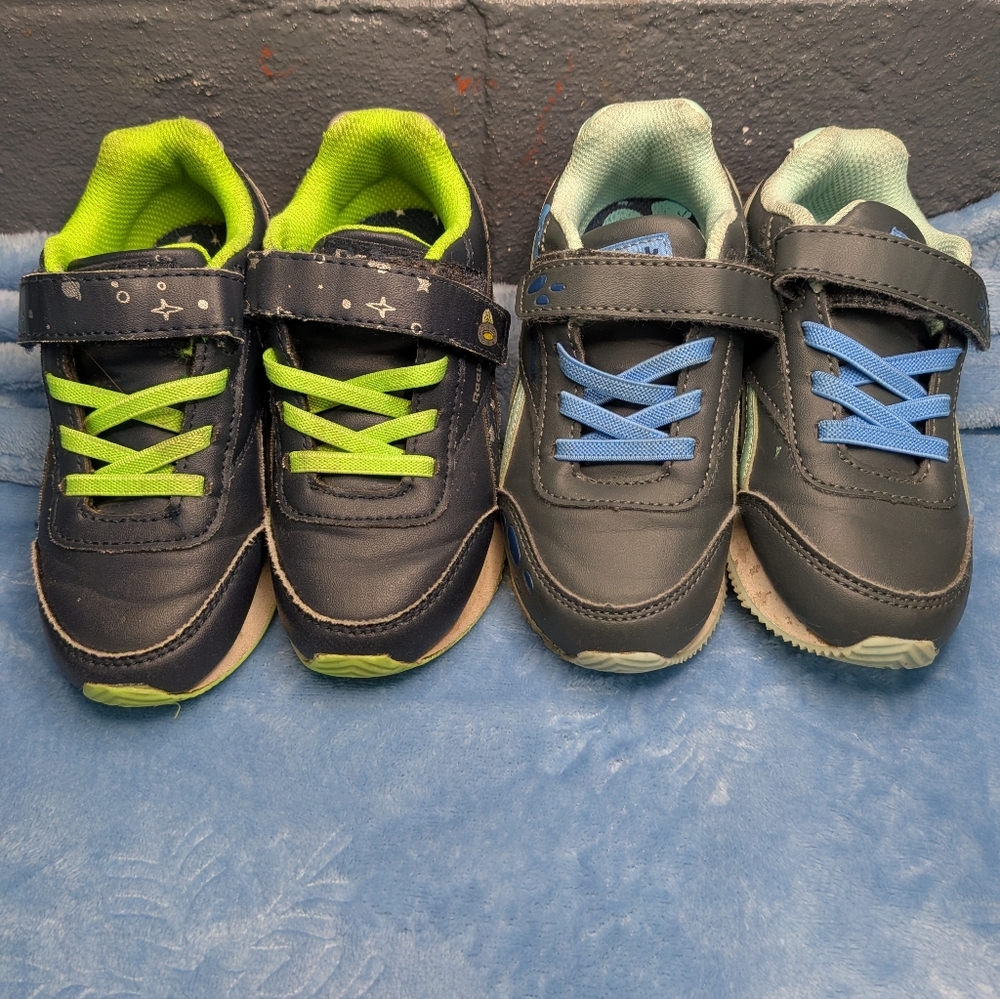 Reebok Kids Toddler BoyNavy Sneakers with Lime Green and Light Blue Accents